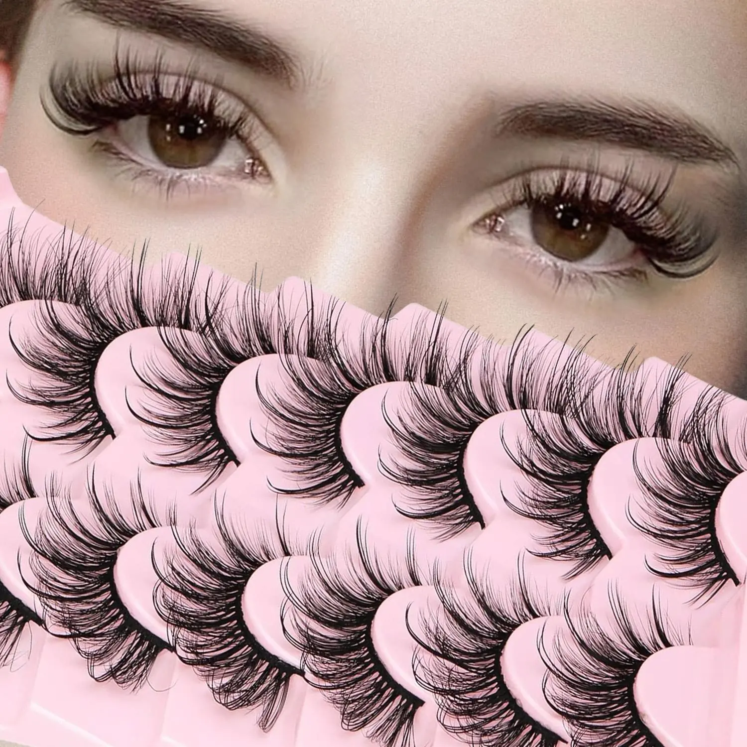 Lightweight False Lash Clusters, 7 Pairs Natural for Lash Extension, Eyelash Extension Kit, Cosmetic, Makeup, Volume False Eyelashes, Volumized False Eyelashes, Lengthening Volumizing Lashes, Eyelash Extension Set