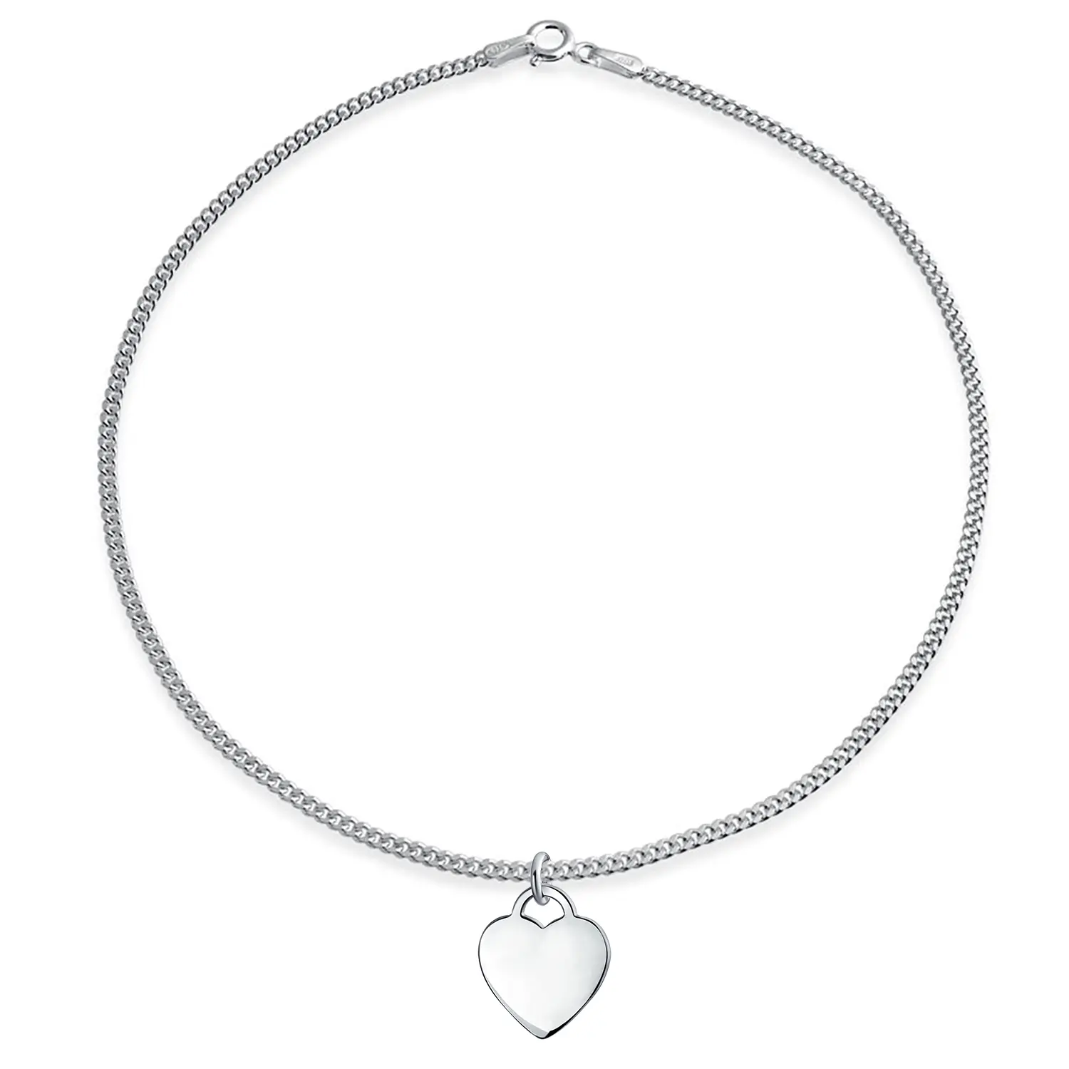 Heart Charm Alphabet Initial Anklet Ankle Bracelet .925 Sterling Silver