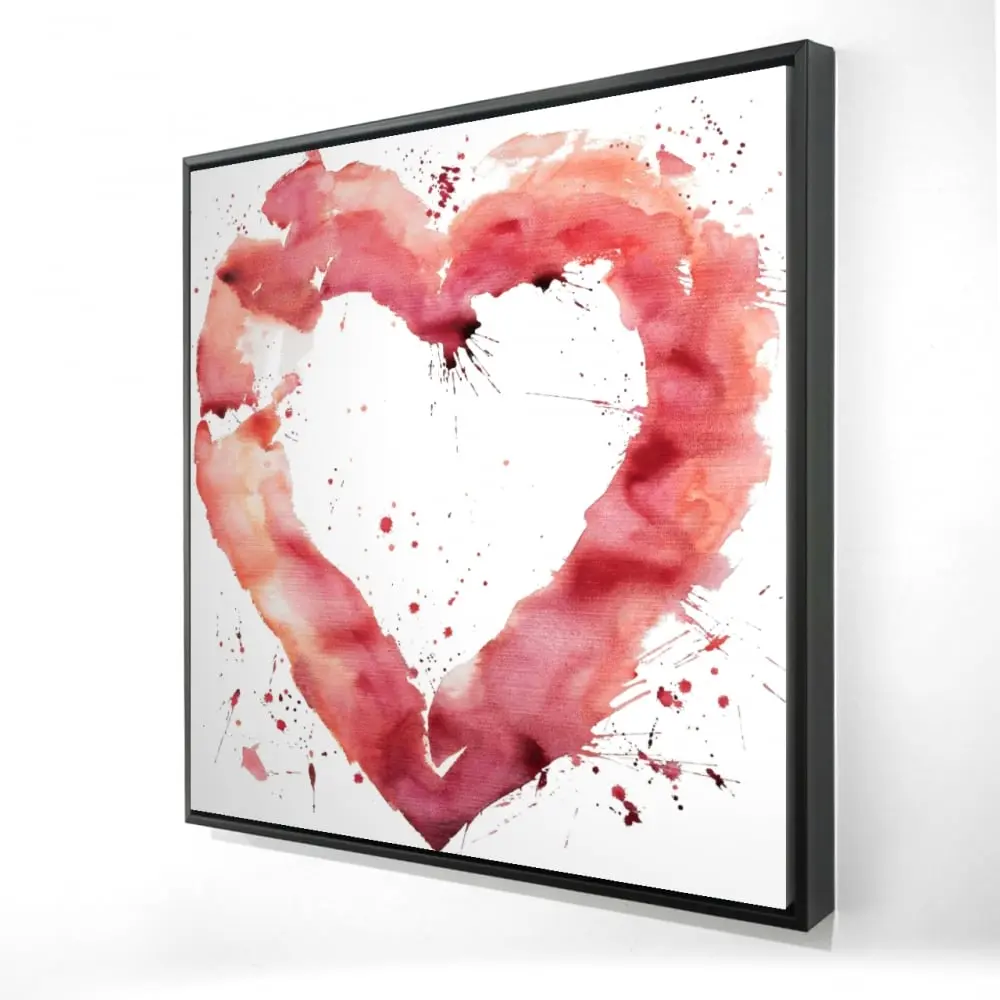 Begin Home Decor 2081-2424-MI102 24 x 24 in. Pink Romantic Watercolor Heart Canvas - Home Decor Art