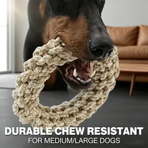Durable Chew Resistant Dog Ring Toy, Heavy Duty Interactive Tug of War Toy for Medium Large Dogs, Teeth Grinding, Anti-Chew, Solo Play Pet Toy, Interactive Fun