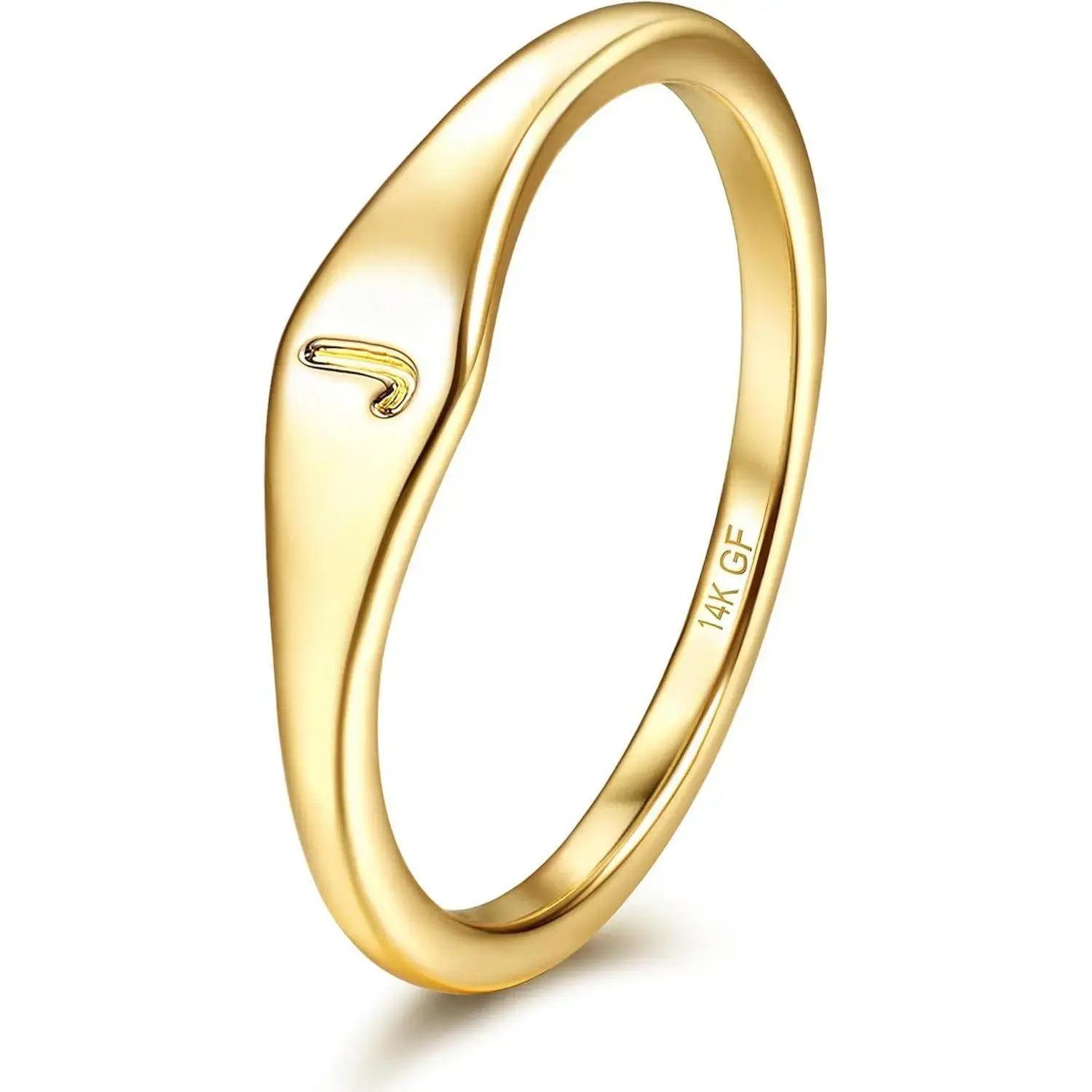 14K Plated Gold Filled Ring Initial Ring Dainty Simple Letter Band Rings Signet Stackable Pinky Alphabet Thin Thumb Rings for Women Non Tarnish Size 6 7 8 9 10