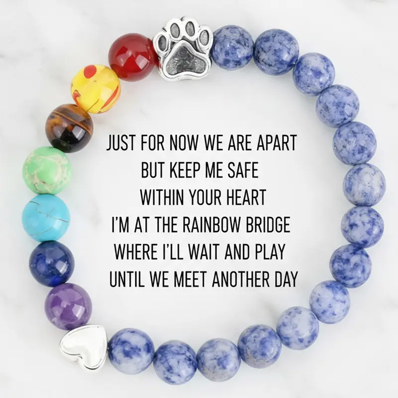 Dog Memorial Gifts for Loss of Dog, Pet Memorial Gifts, Bracelet for Beloved Dog Cat, 8MM Mixed Color Bead Memorial Bracelet for Women Men Who Lost Pets, Pet Sympathy Gift summerwins