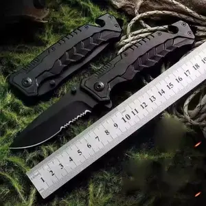 Stainless steel toothed fruit knife high hardness sharp outdoor multi-function folding knife tool for self-defense portable Christmas gift