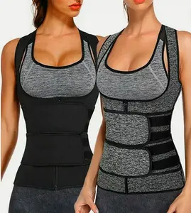 Miss Molly Women's Zipper Front Waist Trainer Adjustable Compression Sauna Vest Body Shaper - Black/Gray Neoprene/Polyester S-3XL Plus Size Waist Trainer Vest