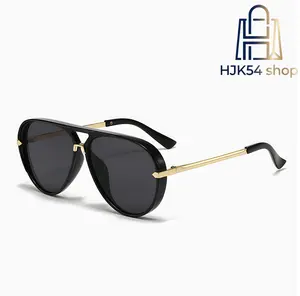 Aviator Sunglasses for Women Men, Retro Double Bridge Shades, UV400 Protection, Metal Temple, Oversized Fashion Glasses for Driving, Beach, Daily Casual Wear & Vacation