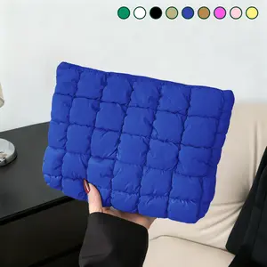 Large Capacity Quilted Design Clutch Makeup Bag - Puffy Puffer Cosmetic Toiletry Organizer, Zipper Travel Storage Pouch for Women, Perfect Gift ldea