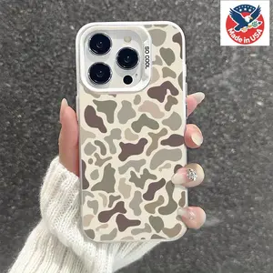 Classic Camouflage Anti-Fall Vintage Protective Phone Case for iPhone 11 12 13 Pro Max 14 15 16 Plus for Men
