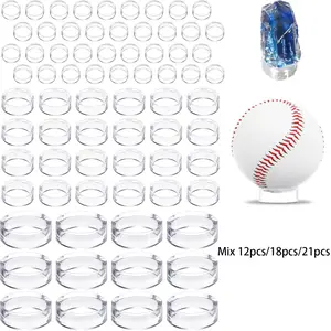 Clear sphere stand ,ball Stand Holder Rings Round Acrylic Plastic Display for Golf Ball, Baseball, Softball, Tennis Ball, Spheres, Marbles, Collection 3 Sizes