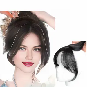 Light Human Hair Toppers Middle Part Side Bangs Fringe for Women Hairline Volume Clip in Hair Extensions  Invisible Glueless Small Hairpieces Straight Hair Toupees 18g