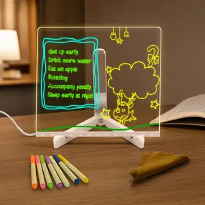 Multicolor LED Drawing Board with Erasable Whiteboard and Desk Lamp. Creative Learning Tool for Kids Room Decor, Fun Autumn Gift.