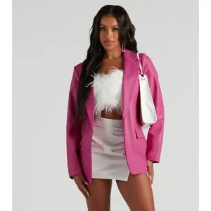 Keep It Trendy Oversized Faux Leather Blazer