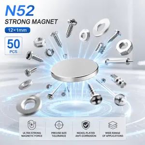 50PCS N52 Neodymium Magnets, 12x1mm Round Rare Earth Magnets, Magnetic Magnets for Cabinet Lock, Tool Storage, DIY Crafts & Home Organization