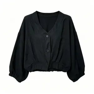 Women's Summer Loose Lightweight Short Jacket, Sheer Figure‑Hiding Sun Protection Shirt, Casual Age‑Reducing Long Sleeve Blouse