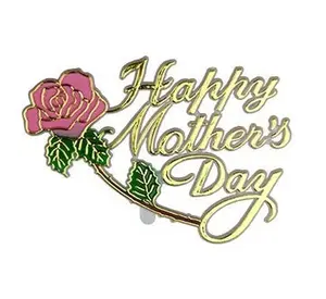Happy Mother's Day Rose Plaque Cake Toppers, 3" - 6pieces