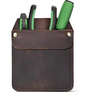 Large Pocket Protector Genuine Buffalo Leather Pen Holder Pouch Organizer for Shirts, Lab Coats, Pants - Multi-Purpose - Holds Pens, Pencils, tools and Notes for School, Office