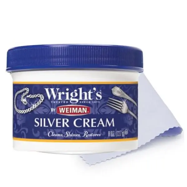 Wright's by Weiman Silver Cleaner and Cream with Polishing Cloth, Ammonia-Free, Gently Clean & Remove Tarnish without Scratching