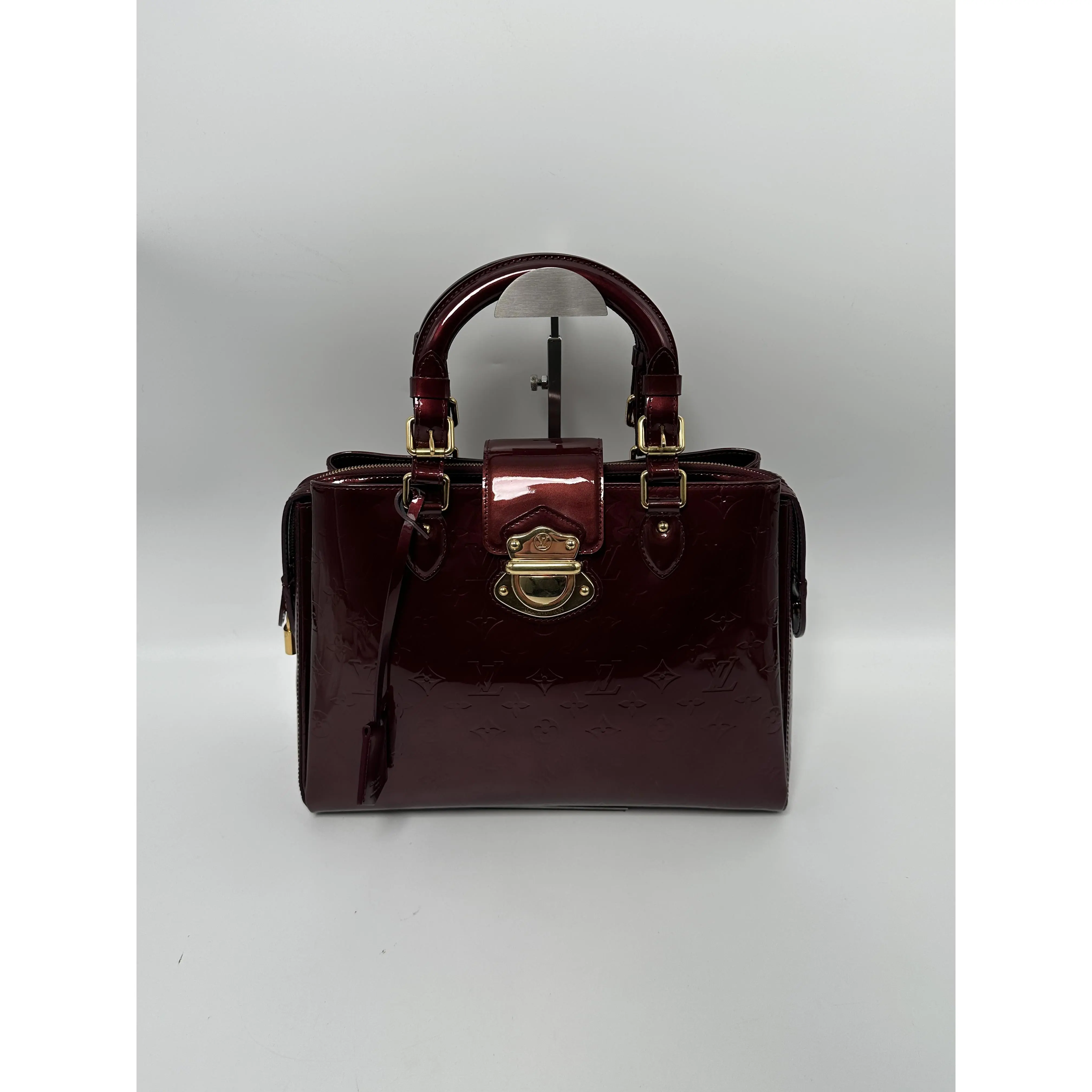 Pre-owned Louis Vuitton Leather Briefcase Monogram Vernis Melrose Avenue Amarante Laptop Work Handbag JA652LV