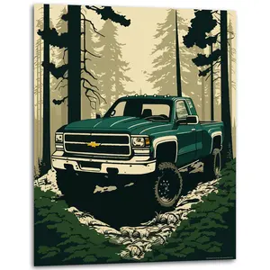 “Retro Revival” - Abstract Car Poster - Pickup Truck Poster - Car Poster for Room - Retro Trucks - (Unframed) - 11x14 Inches
