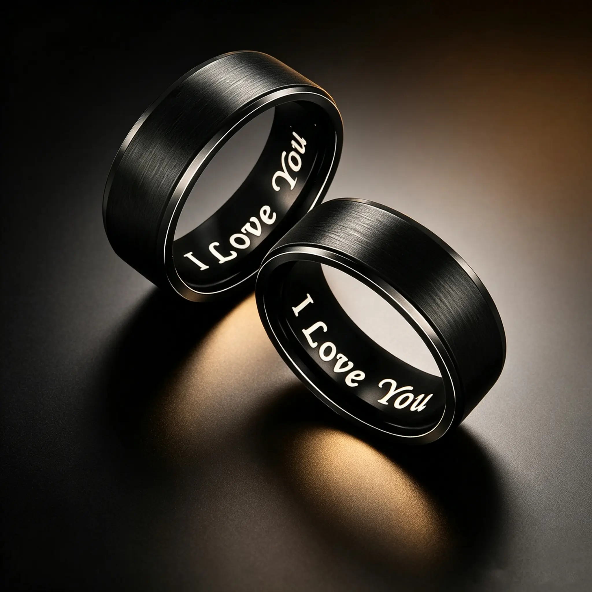 Black Tungsten Steel Engraved Ring with Hidden I Love You Message - Elegant Black-Silver Design Promise Ring, Dark Aesthetic Couple Jewelry for Boyfriend & Adults, Multiple Sizes, Dark Aesthetic Rings