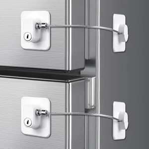 Child Safety Cabinet Locks with Adhesive Strips, H Home-Mart Two Key Refrigerator Door Lock, Easy Installation for Cabinets & Drawers