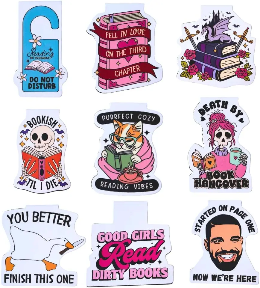 9PC Funny Magnetic Bookmarks | Fun Cute Magnet Book Marks Reading Lost Hot Girls Read Books You were Right Here for Women Work Adults Travel School Teacher Office Supplies Gifts (Meme)