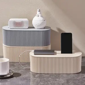 Cable Storage Box with Lid, 1 Count Large Capacity Cord Organizer, Desktop Socket Cable Management Box for Home Office Desk Accessories Living Room