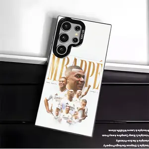 Casing For SAMSUNG GALAXY S22 S23 S24 FE ULTRA Mbappe football Black Silver Stylish Acrylic Shockproof Protection Anti-Drop Phone Cases Shell Cover Cellphone Protective Smartphone Screen Protector