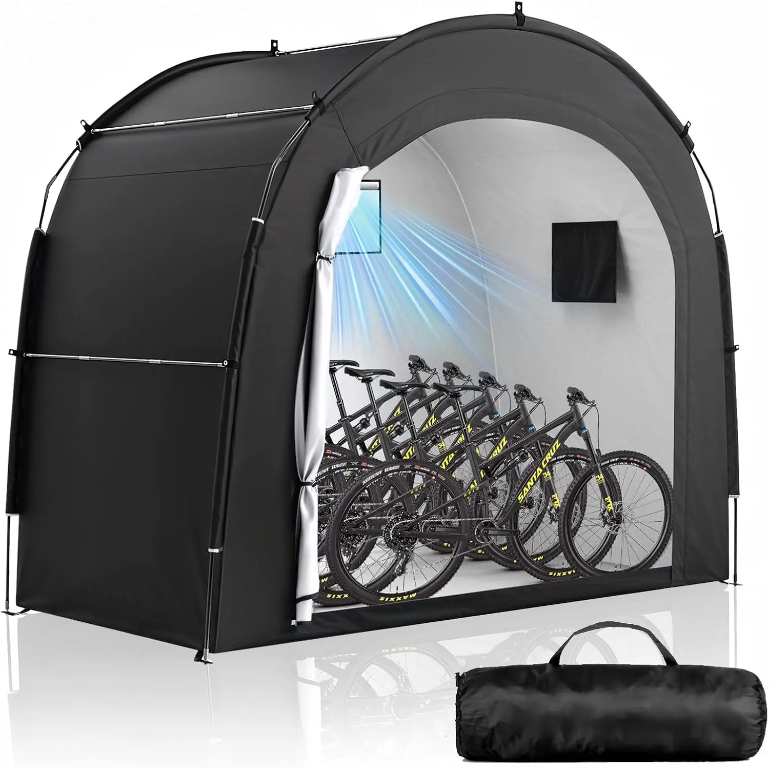 Moko Bike Storage Tent Shed for 5 Bikes, Outdoor Portable 210D Oxford Thick PU4000 Waterproof Bike Cover with Ventilated Window, Bike Tent Fit for Bicycle, Lawn Mower, Garden Tools