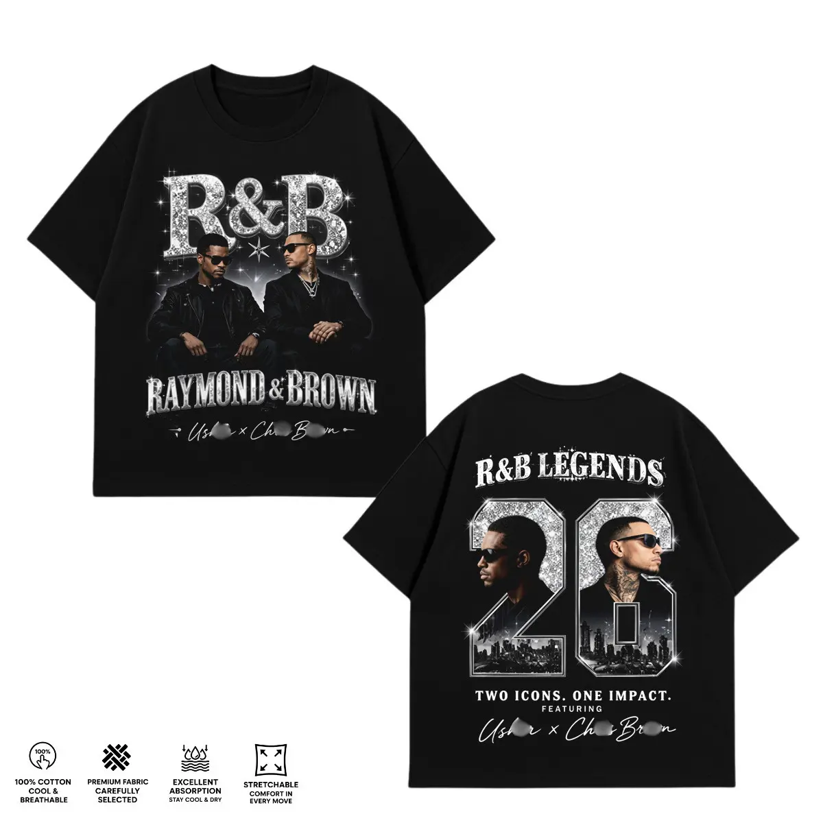 Ch.Brown Usher Raymond The R&B Tour 2026 Unisex Tee ,GILDAN T-SHIRT.