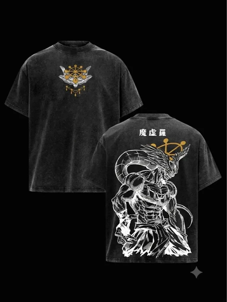 Mahoraga JJK Anime Graphic Tee, Vintage Washed Oversized Dark Anime Streetwear T-Shirt, Soft Cotton Unisex Apparel, Gift for Jujutsu Kaisen Fans quarter zip men lemon demon soulja boy outfit truck fit clothes gorlock destroyerUnisex Casual