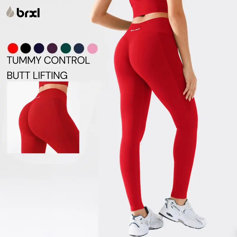 BRXL BrxlGrit 【Discount for live】2nd Gen Seamless Yoga Pants with Lycra Blend – Upgraded Peach Hip Lifting 3-Layer Waistband Enhanced Quick-Dry Tummy Control All-Season Wear-brxl-1