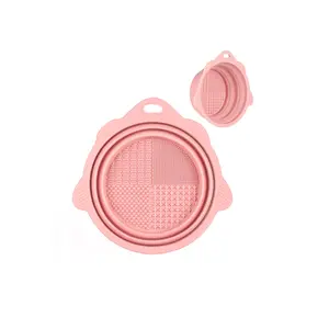 Foldable Silicone Makeup Brush Cleaner Bowl - Portable Cleaning Tool for Brushes Powder Puffs & Sponges Pink Durable & Versatile