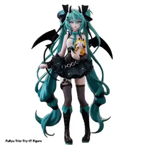 Little Devil Hatsune Miku Figure with Little Raccoon, Anime Dark Angel Miku PVC Statue Model, Collectible Desktop Ornament Anime Peripherals Gift cute girly gifts