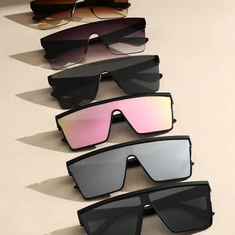 Unisex Trendy Plastic Frame Sunglasses, Casual Flat Top Sunglasses for Everyday Use, Fashion Styling Accessories for Outdoor Activities, Street Style Shades, Trendy Frames Sunglasses, Trendy Streetwear Sunglasses, Trending Sunglasses