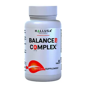 Hallusa Natural Balance B Complex for Vitality 60 Tablets - Vitamin B2 B3 B5 B6 B12 - Nerve Support Heart Health - Organic GMO-Free Gluten-Free Sugar-Free - Edible Healthcare Supplement