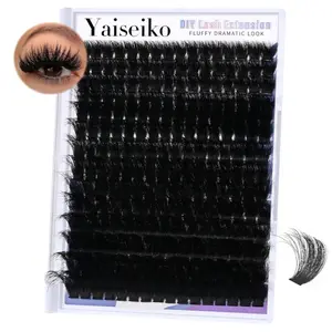 300D Lash Clusters Extensions Mega Cluster Eyelash Lashes 224 Pcs Thick Volume D Curl Wispy Individual Lashes DIY Lash Extension 12-25MM False Eyelashes Makeup at Home Replacement for Yaiseiko