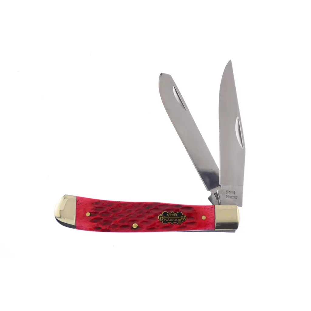 Steel Warrior Dark Red Walnut Jig Pocket Knife with Trapper Frame, 3¼ Inch Blade, Tools and Gadgets for Everyday Carry Knives Pocket, Multiple Blades