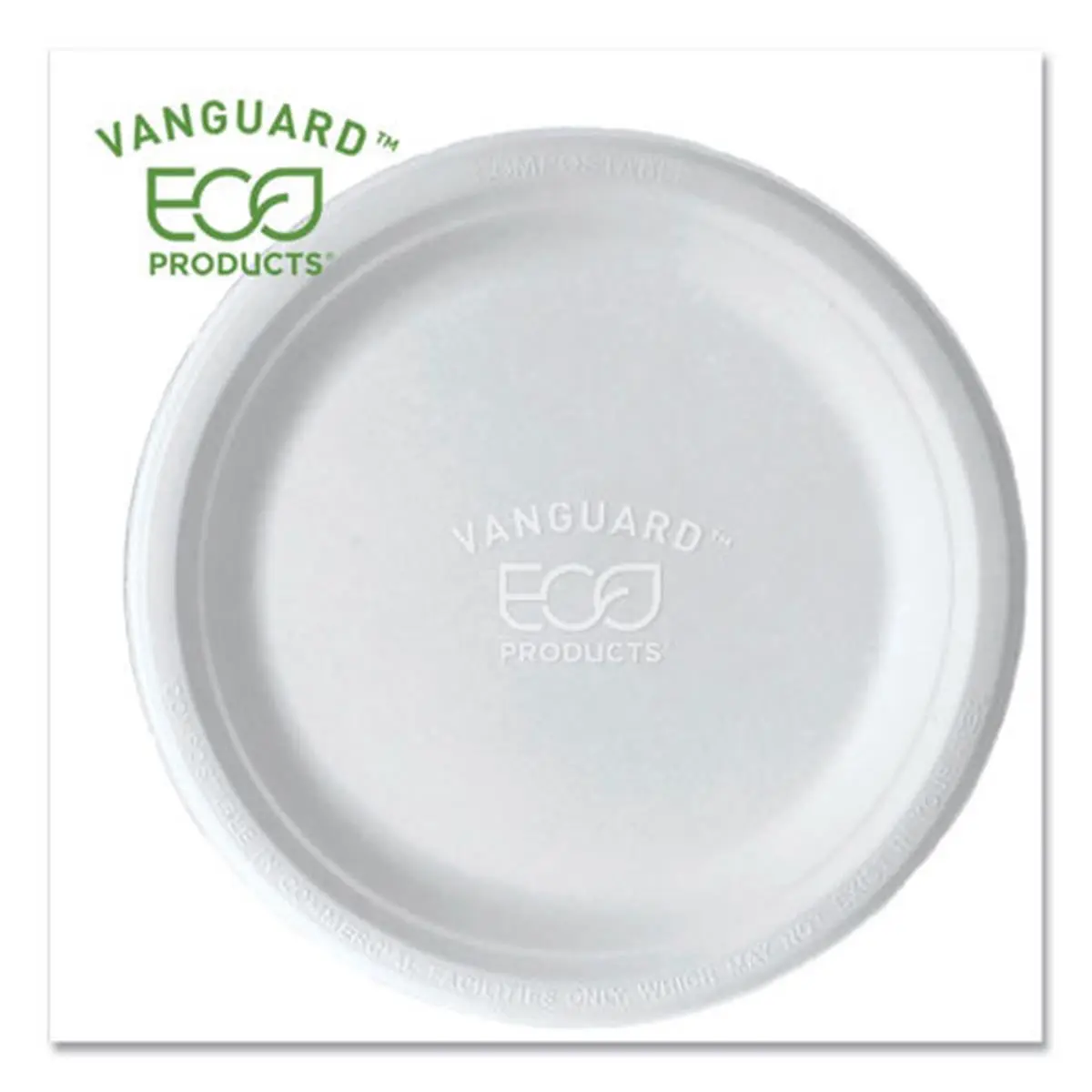 Eco-Products EPP013NFA 9 in. Vanguard Renewable & Compostable Sugarcane Plates, White