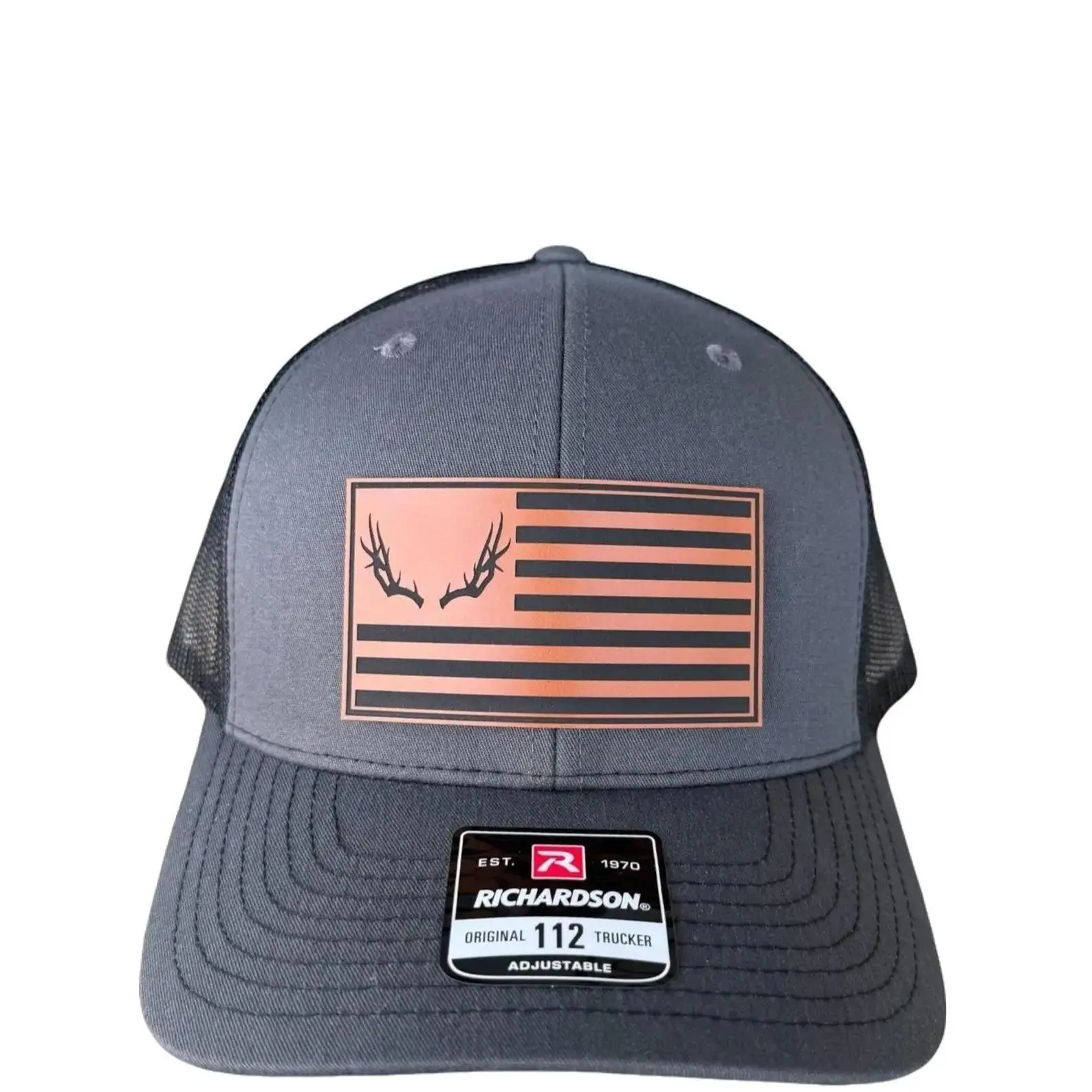 Richardson 112 Antler American Flag Trucker Hat, Hunting Trucker Hats Men, Valentine's Day Gift For Him