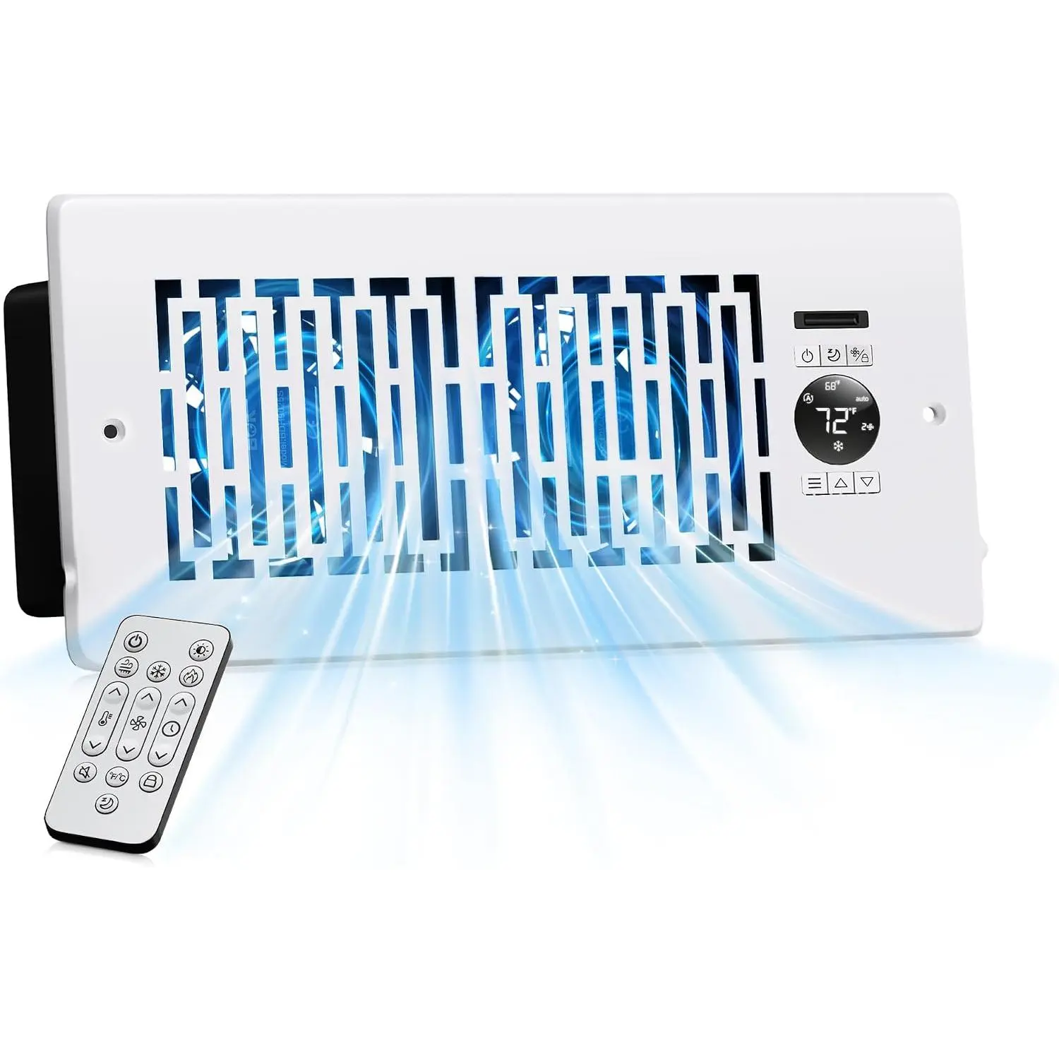 Smart Register Booster Fan for 4"x10" Register Holes, 10-Speed Quiet Vent Fan, Smart Thermostat Control, Remote-Controlled for Floor/Wall Vents (Heating & Cooling Enhancement)