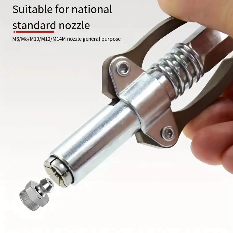 Stainless Steel High Pressure Lock-Clamp Grease Nozzle Head Set - Industrial Mechanical Coupler, Automotive Maintenance Tools Accessory for Mechanics
