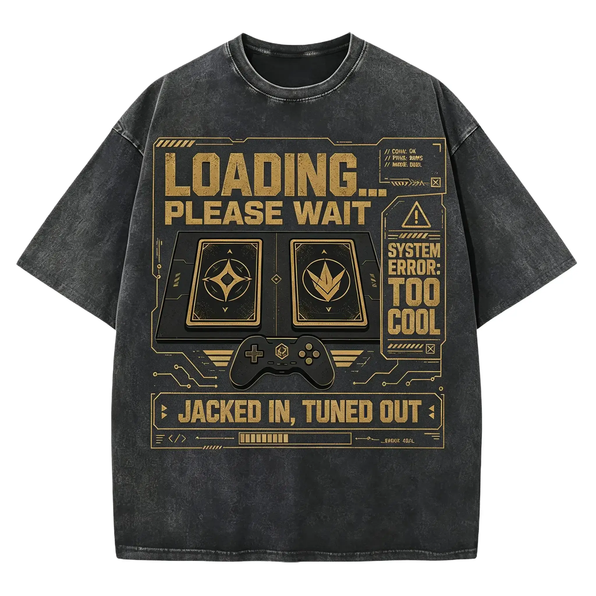 Unisex Vintage Washed Oversized Gamer Graphic T-Shirt Premium Heavyweight Cotton Retro Arcade Esports Tactical Gaming Tee Y2K Streetwear Casual Men Women Hip Hop Edgy Top TikTok Viral Outfit Skater Daily Wear Comfortable Video Game Lover Gift Apparel