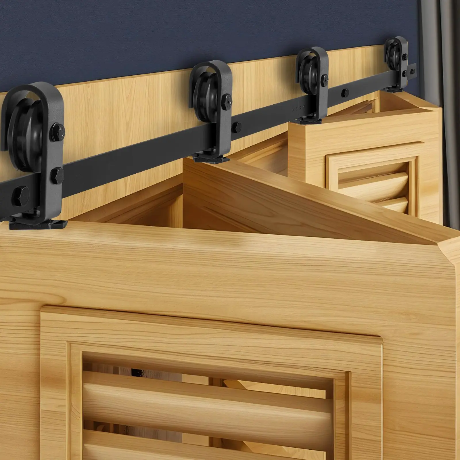 VEVOR Bi-Folding Sliding Barn Door Hardware Track Kit, 76 Top Mount Track Kit, Slide Smoothly Quietly, Heavy Duty, Easy to Install, Suitable for Four 18 Closet Pantry Laundry Doors (Not Included)