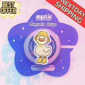 Magnetic Phone Grip Kawaii Duck Magnetic Phone Grip – Cute Yellow Boots & Hat, Fall Season Design, Magsafe Phone Stand, Cute Animal Accessory