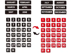 Double-Sided Magnetic Numbers and Months for Dry Erase Calendar Whiteboard, Calendar Magnets for Magnetic Whiteboard and Refrigerator Calendar