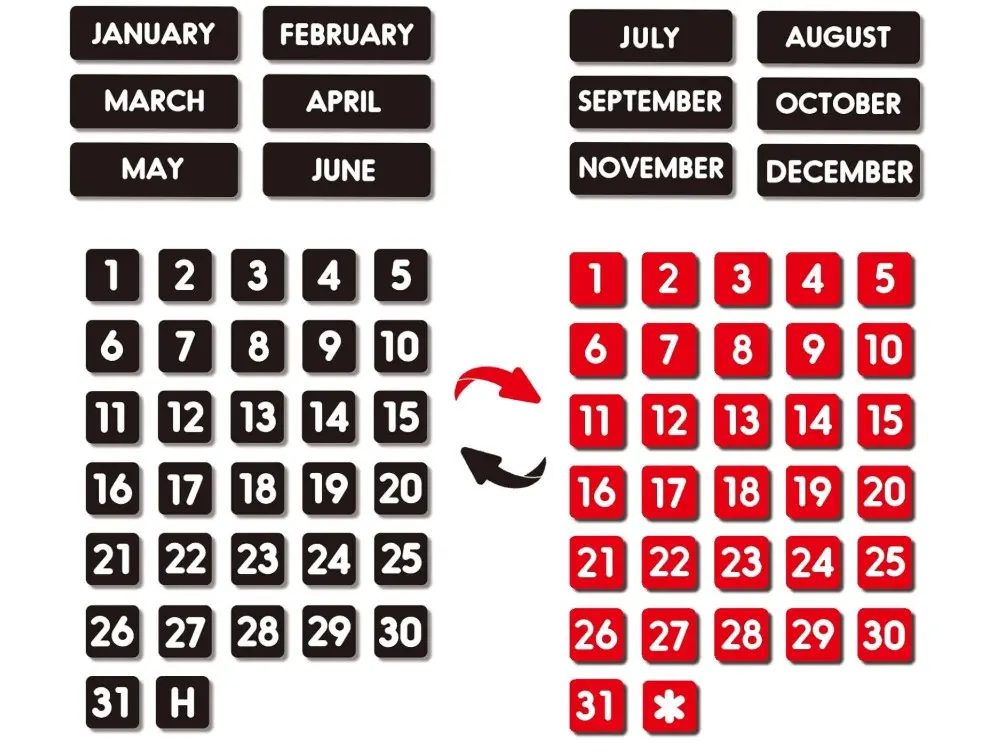 Double-Sided Magnetic Numbers and Months for Dry Erase Calendar Whiteboard, Calendar Magnets for Magnetic Whiteboard and Refrigerator Calendar