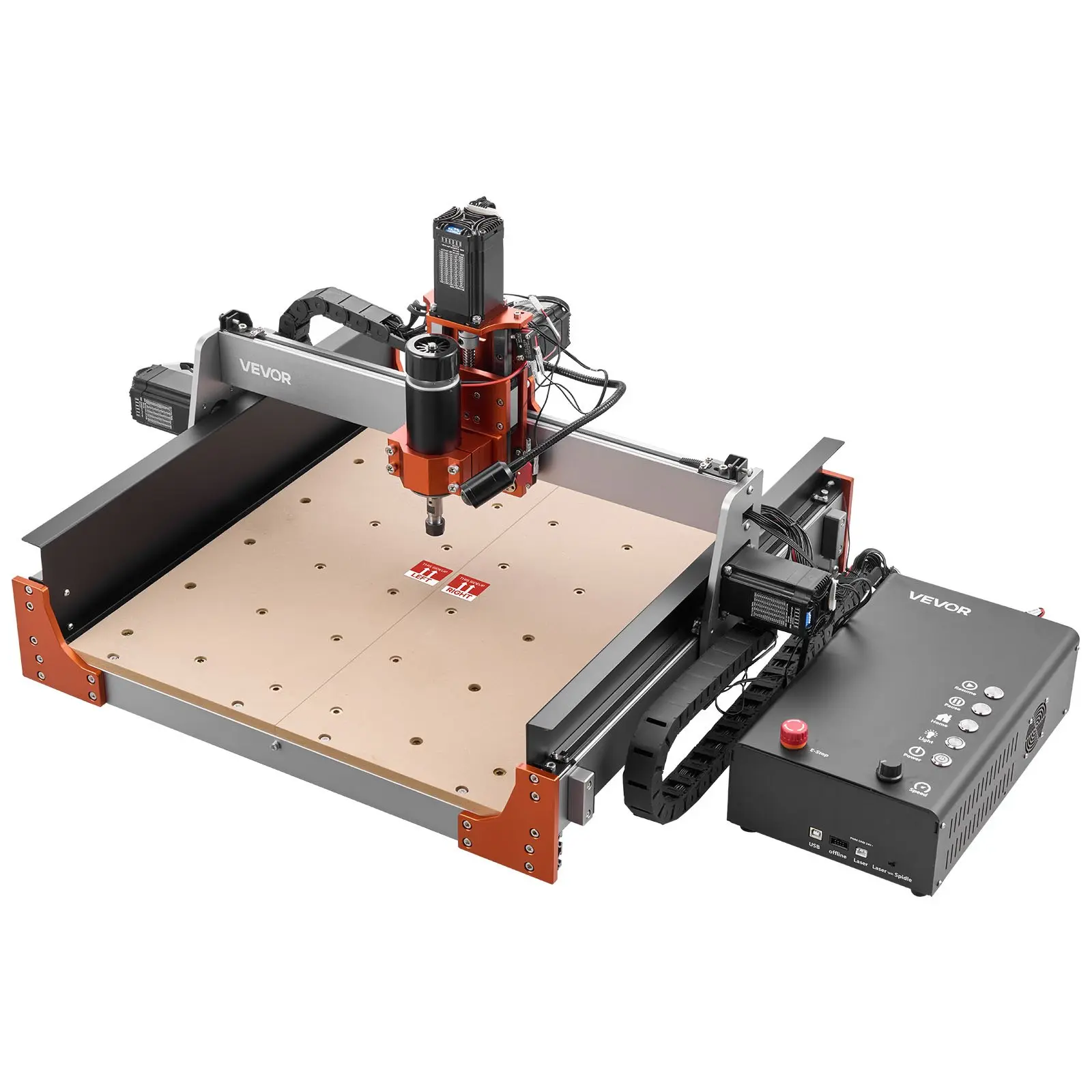 VEVOR 3-Axis CNC Router Machine - 500W Spindle, 15.75x15.75x3.74 inches/400x400 mm Working Area, 12000 RPM, 20000 mm/min Max Speed, Ball Screw, Pre-Assembled Trim Router, Carving Wood Tool, Vibration-Free Accuracy, Aluminum