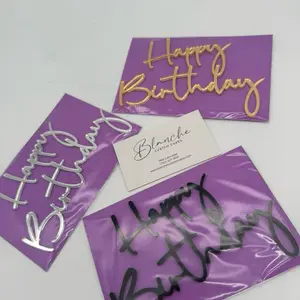 Blanche Custom Cakes Happy Birthday Caketopper - Gold, Silver & Black Options for Celebrations