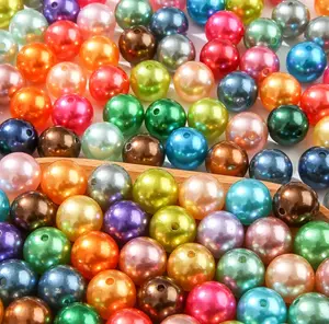 Bulk Mix Pearls 20 mm - 100 or 200 Pieces Colorful Acrylic Beads for Jewelry Making Projects with Pearlescent Finish Variety of Colors Ideal for Necklaces and Bracelets
