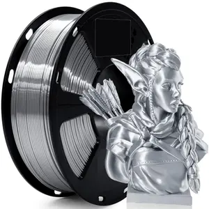 Silk Pla 3D Printer Filament, 1.75mm 250g, Dimensional Accuracy +/- 0.03mm, Compatible with Most Fdm 3D Printers, Silver Color